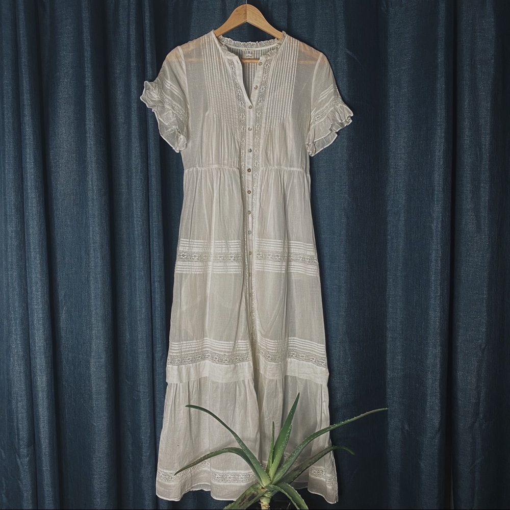 Wilfred Aude Cream Button-Front Midi Dress